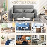 Yaheetech Small Modern Fabric Loveseat 116cm Light Grey with Pillows view 8