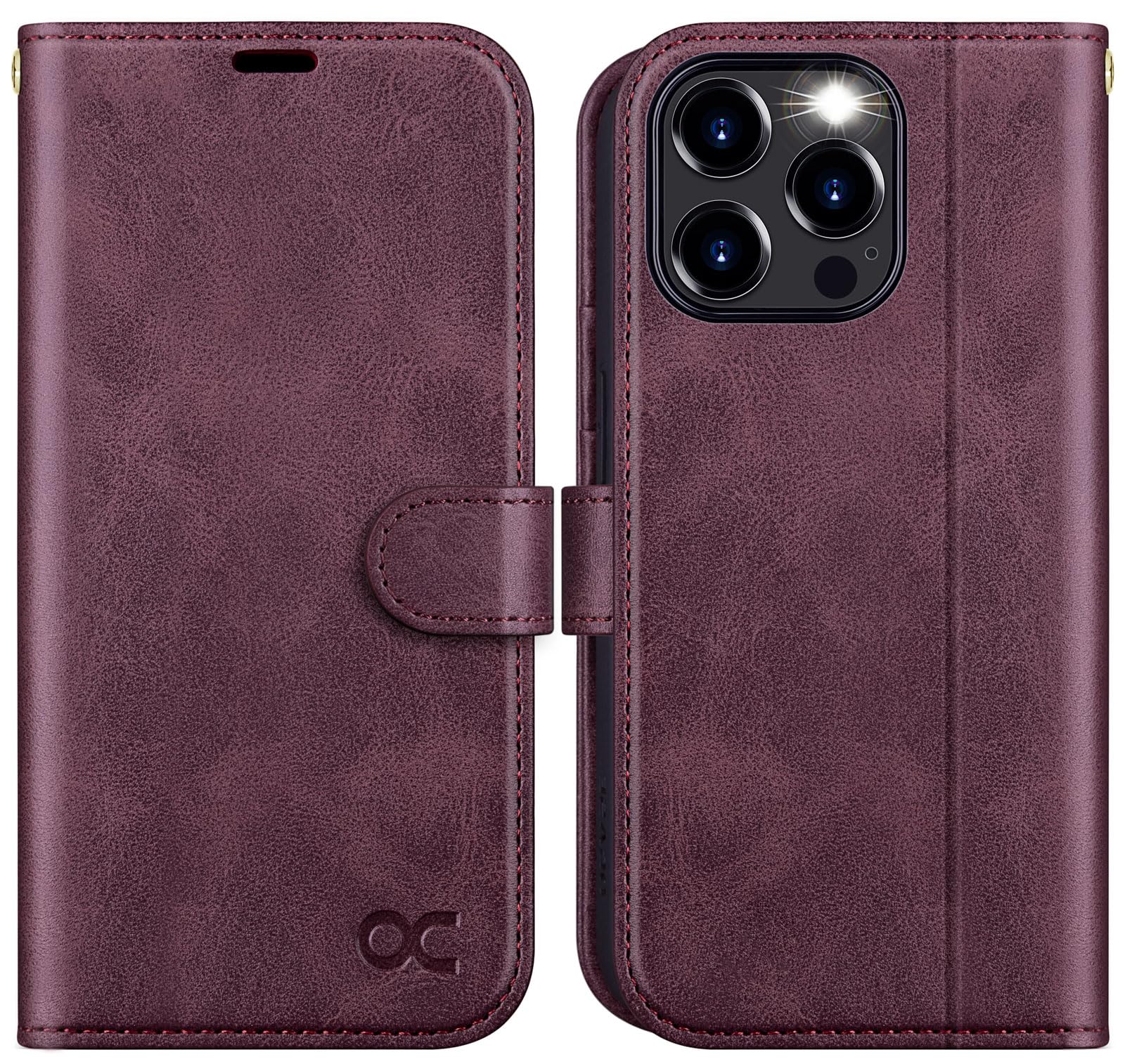 OCASE for iPhone 15 Pro Case, Premium PU Leather Wallet Case Flip Phone Cover with[RFID Blocking][Card Holder][Shockproof TPU][Stand Function] for the iPhone 15Pro 6.1 Inch 2023 5G,Mauve