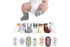 ZIRI & ZANE Baby Sock Gift Set - 7 Unique Pairs, Cute & Funny Unisex Newborn Gifts for Baby Showers & Registries