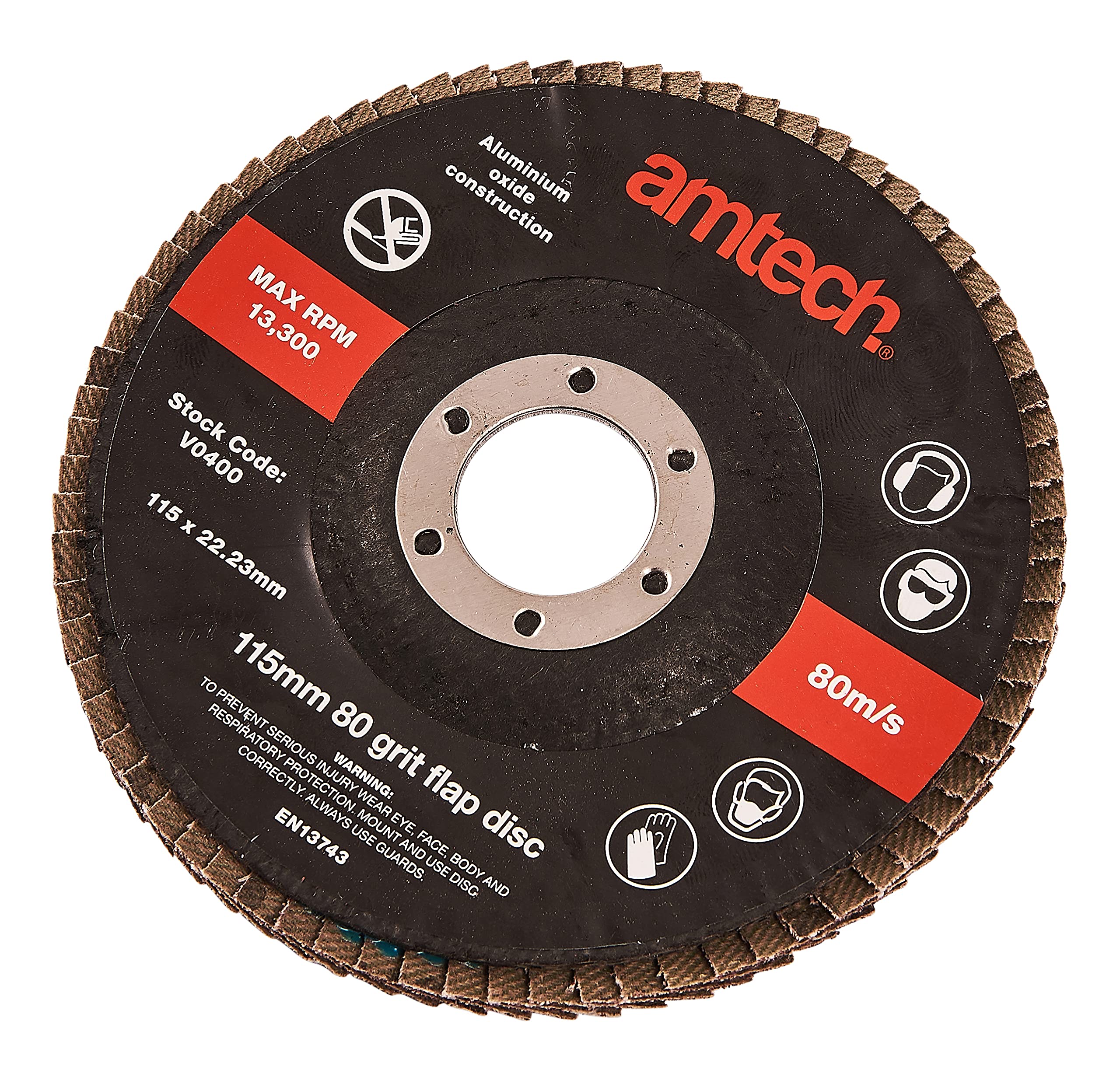 Amtech V0400 115mm 80 grit flap disc