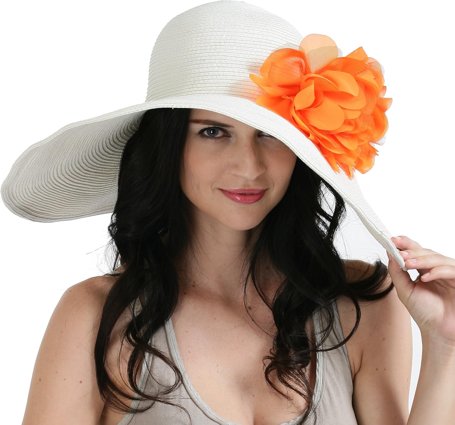 large white floppy hat