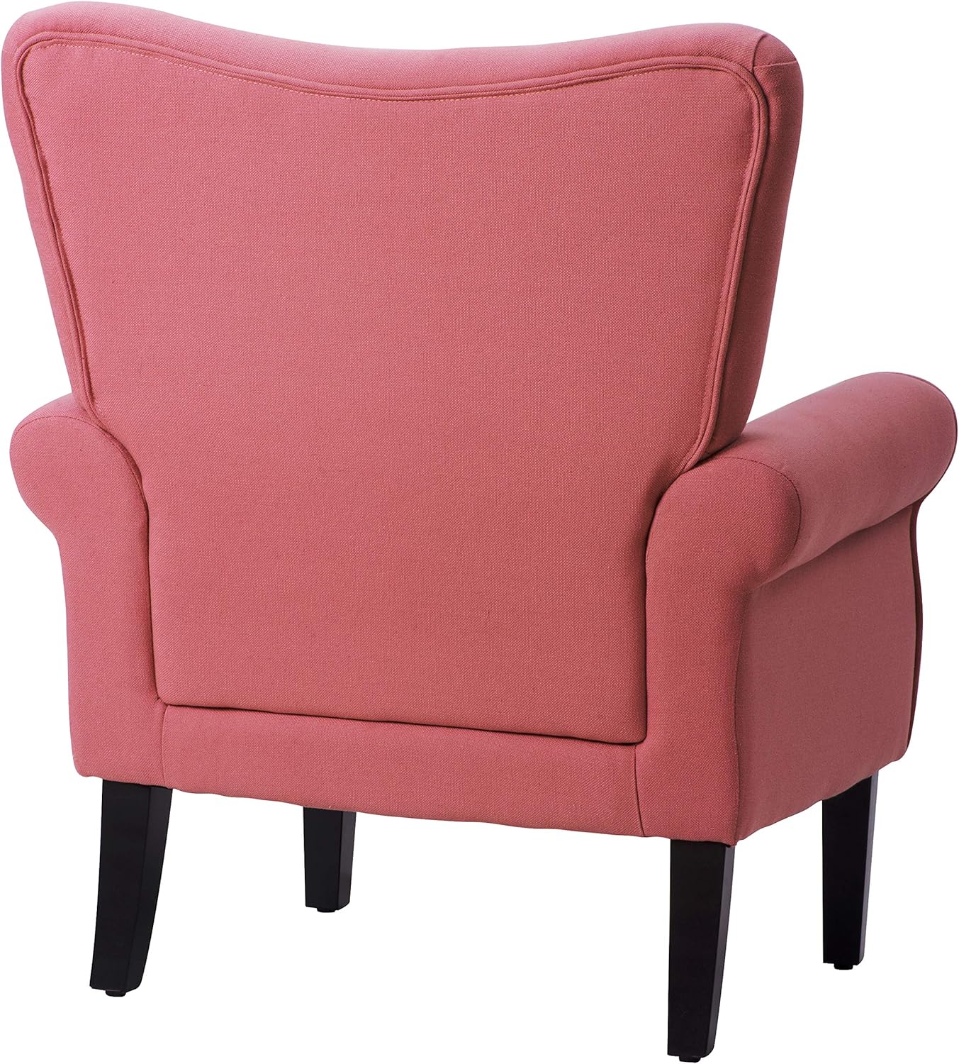 Merax Modern Upholstered Accent Chair Armchair for Bedroom, Living Room or Office, Linen, Including Thick Cushion and Wooden Legs, Brick: Furniture & Decor