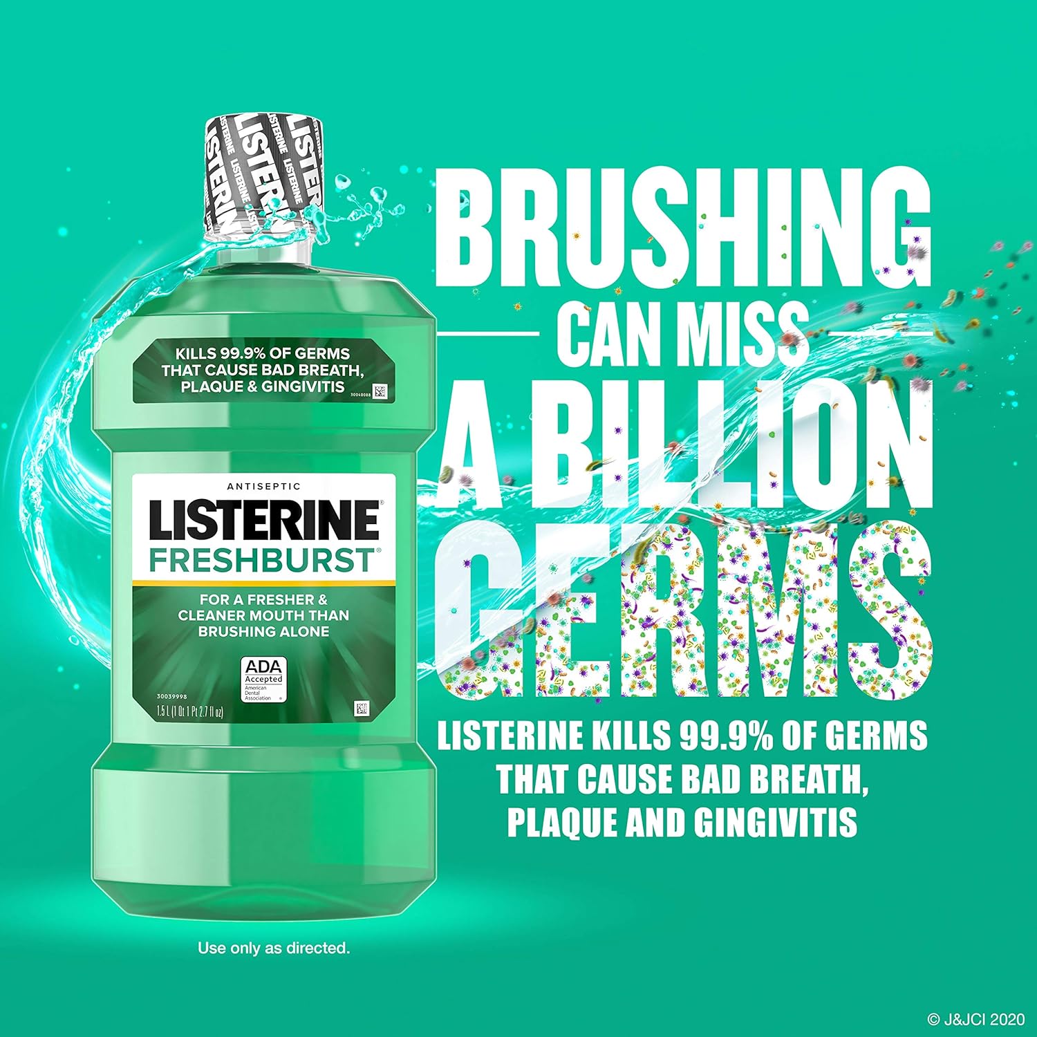 Listerine Freshburst Antiseptic Mouthwash with Germ-Killing Oral Care Formula to Fight Bad Breath, Plaque and Gingivitis, 500 mL : Beauty