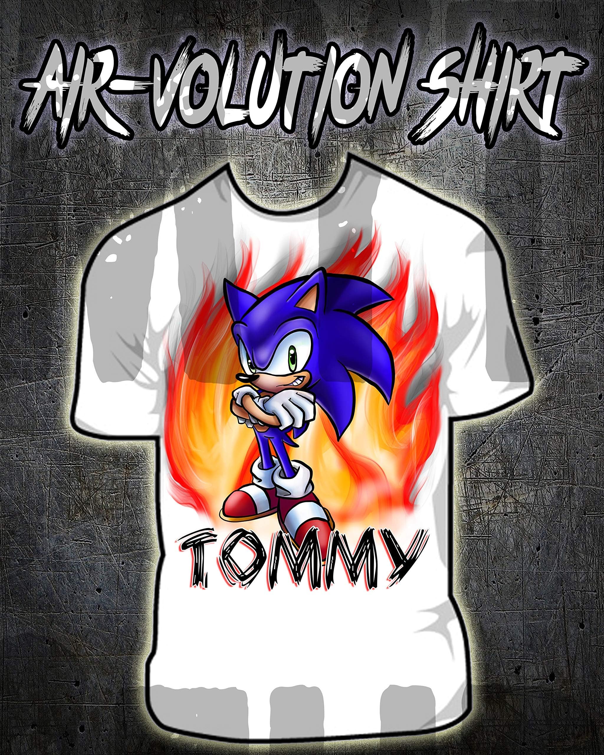 Mythic Airbrush Personalized Airbrush Sonic Boom Shirt Child/Adult Sizes White