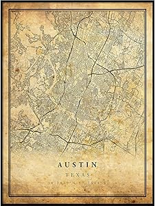 Austin map Vintage Style Poster Print | Old City Artwork Prints | Antique Style Home Decor | Texas Wall Art Gift | Vintage map Art 11x14