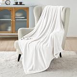 Bedsure Fleece Throw Blanket 130x150 cm Ivory Soft Warm Sofa Bed view 2