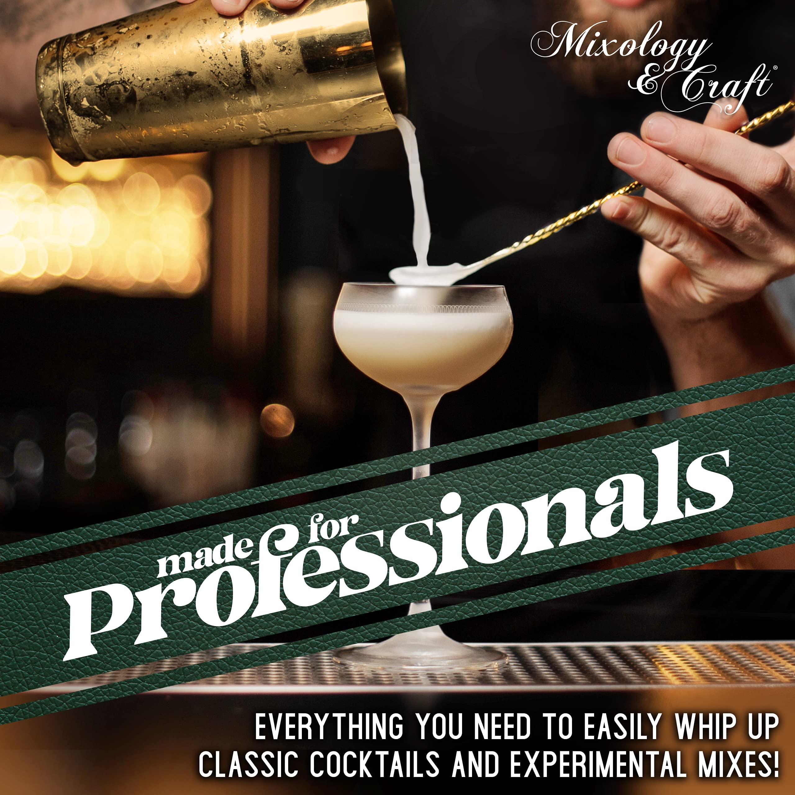 Mixology Bartender Kit: 10-Piece Bar Tool Set with Mahogany Stand | Perfect Home Bartending Kit and Martini Cocktail Shaker Set For a Perfect Drink Mixing Experience | Fun Housewarming Gift (Gold) - Image 6