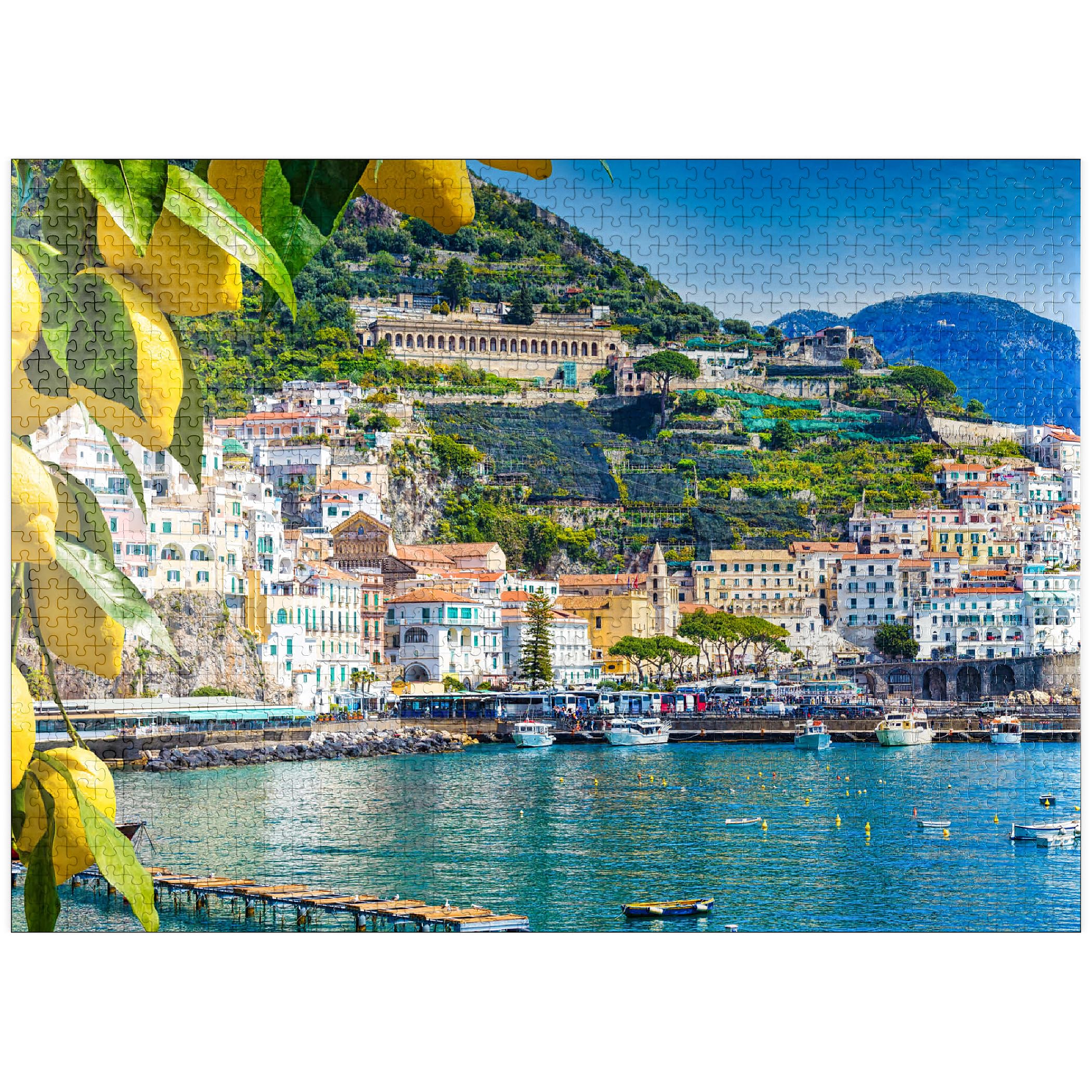 Photo 1 of MyPuzzle Panoramic View of Beautiful Amalfi On Hills Leading Down to The Coast, Campania, Italy - Premium 1000 Piece Jigsaw Puzzle for Adults