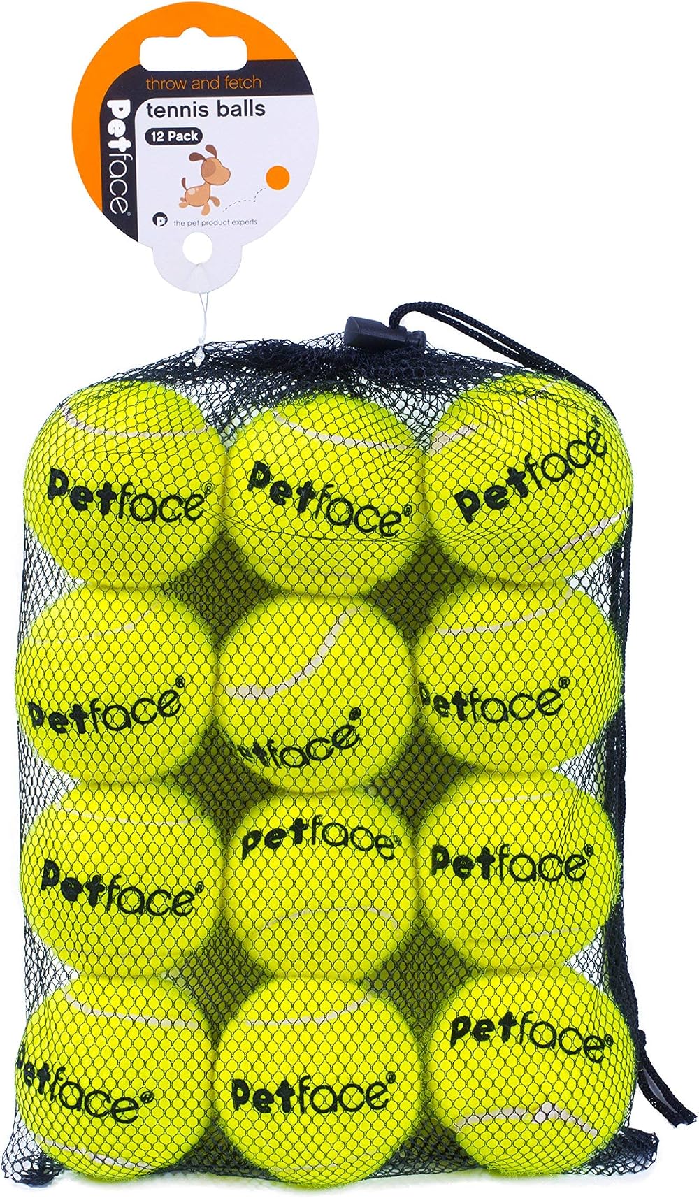 Petface Super Tennis Balls For Dogs Pack of 12 Dry Waterproof Chew Safe