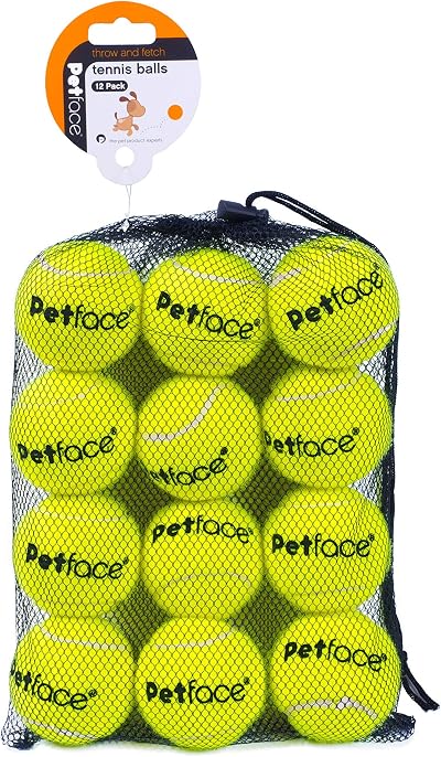 Petface Super Tennis Balls For Dogs Pack of 12 Dry Waterproof Chew Safe