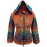 Shopoholic Fashion Women's Full Sleeve Gothic Sun Patchwork Faded Pixie Cotton Hippy Rib Hoodie