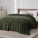 Bedsure Fleece Blanket King Size Olive Green 270x230 cm Soft Throw