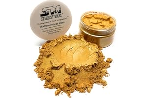 Stardust Micas Pigment Powder Cosmetic Grade Colorant for Makeup, Soap Making, Epoxy Resin, DIY Crafting Projects, Bright True Colors Stable Mica Batch Consistency (36 Gram Jar, Gold Rush)