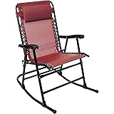 Amazon Basics Outdoor Textilene Zero Gravity Folding Lounge Rocker with Pillow, Red