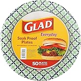 Glad Round Disposable Paper Plates, Happy Daisies Pattern - Strong, Sturdy, Soak Proof, and Microwavable Decorative Plates for Dinner and Everyday Use, 10 Inch, 50 Count