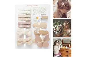 FANCY CLOUDS 13 Pcs Hair Clips for Girls with Bows Butterfly Flower,2" Fully Lined Alligator Clips and Barrettes,Handmade Hair Accessories for Baby Toddler Young Kids School Age Girls Gifts