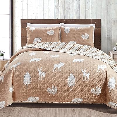 Great Bay Home Lodge Bedspread Twin Size Quilt Set with Sham