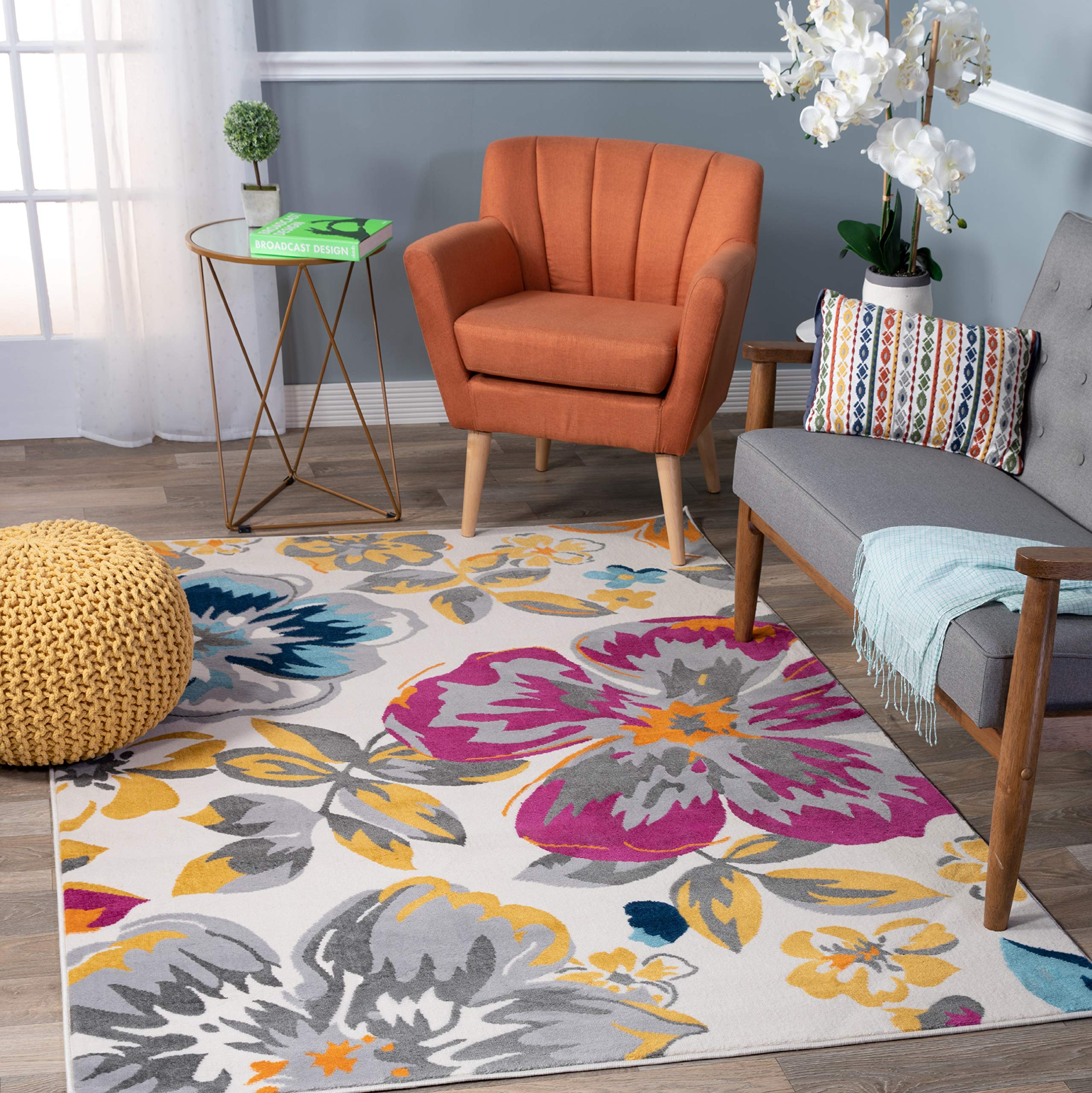 Modern Floral Area Rugs 3'1" x 5' Multi