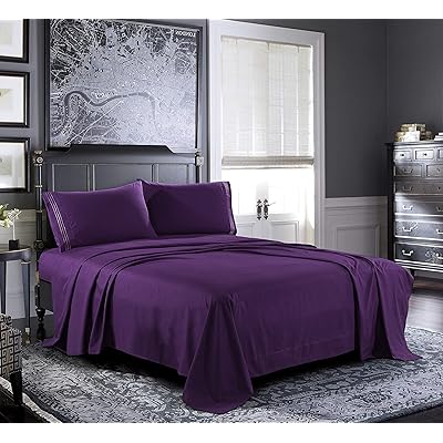 Buy Bed Sheets Twin Sheet Set 4 Piece Purple Hotel Luxury 1800 Brushed Microfiber Soft And Breathable Deep Pocket Fitted Sheet Flat Sheet Pillow Cases Online In Indonesia B07mdssg4d