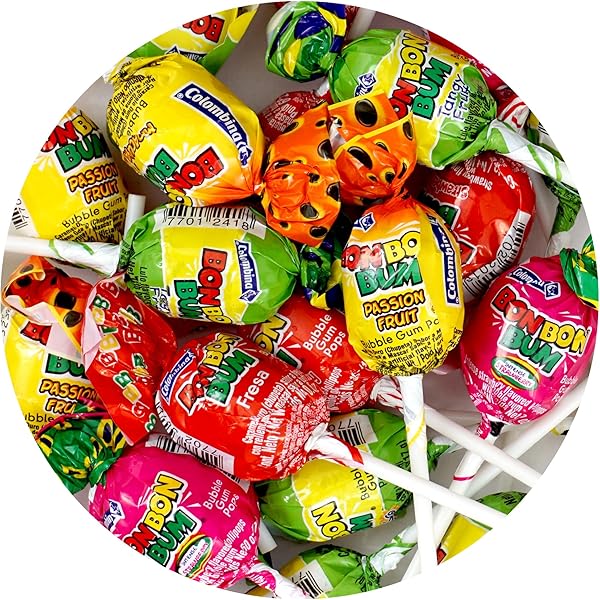Amazon.com : Bon Bon Bum – Fruity Lollipop with Bubble Gum center