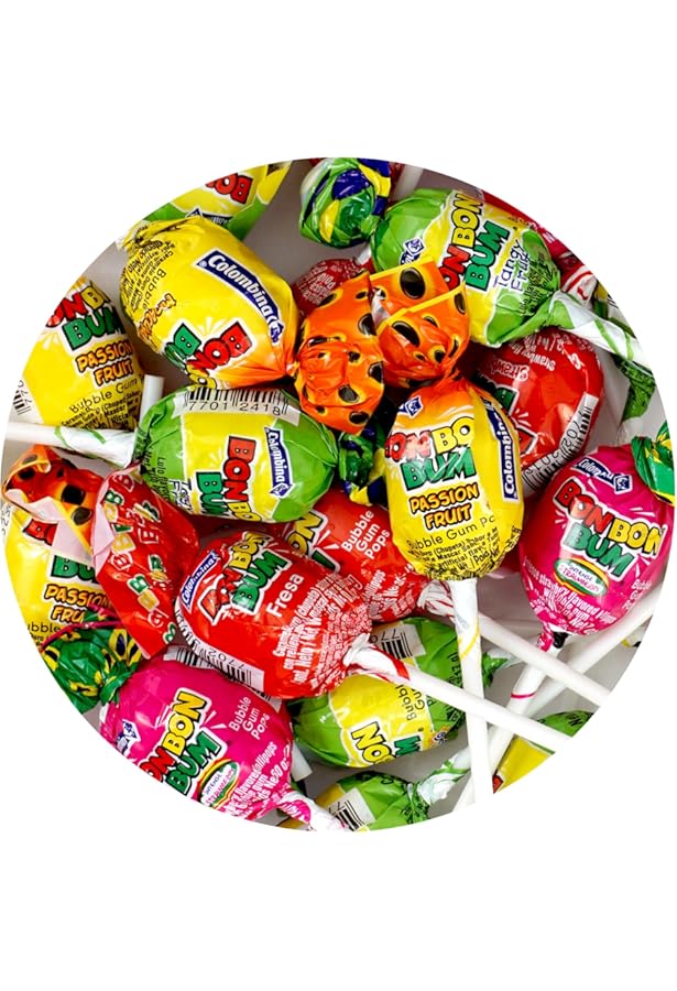 Amazon.com : Bon Bon Bum – Fruity Lollipop with Bubble Gum center