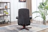 EVRE Armchair With Foot Stool and Reclining Functions Fabric Dark Grey view 7