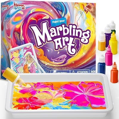 Klever Kits Water Marbling Paint for Kids - Metallic Gold + 6 Colors