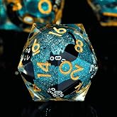 Froggod Liquid Core Cat DND Dice Set 7Pcs with Box- Sharp Edge D&amp;D Dice with Gift Box, for Dungeons and Dragons RPG MTG D and D Role Playing Resin Blue