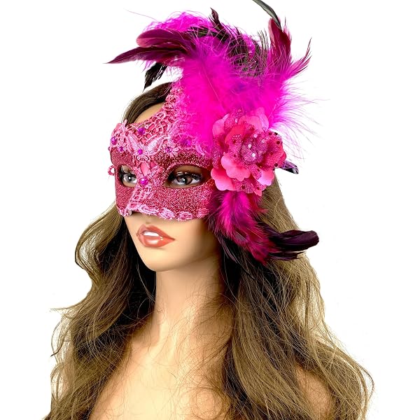 Máscara De Plumas Para Cosplay - Accesorio De Fiesta, Halloween, Carnaval, Con Palo