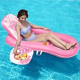 SLOOSH Pool Floats Lounger Adult, Fabric Pool Floaties Lounge Convertible 2-in-1 Floating Water Floaty with Cup Holders Adjustable Backrest Recliner for Pool Party