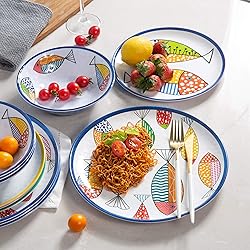Gofunfun Melamine Dinnerware set for 4, Plates and