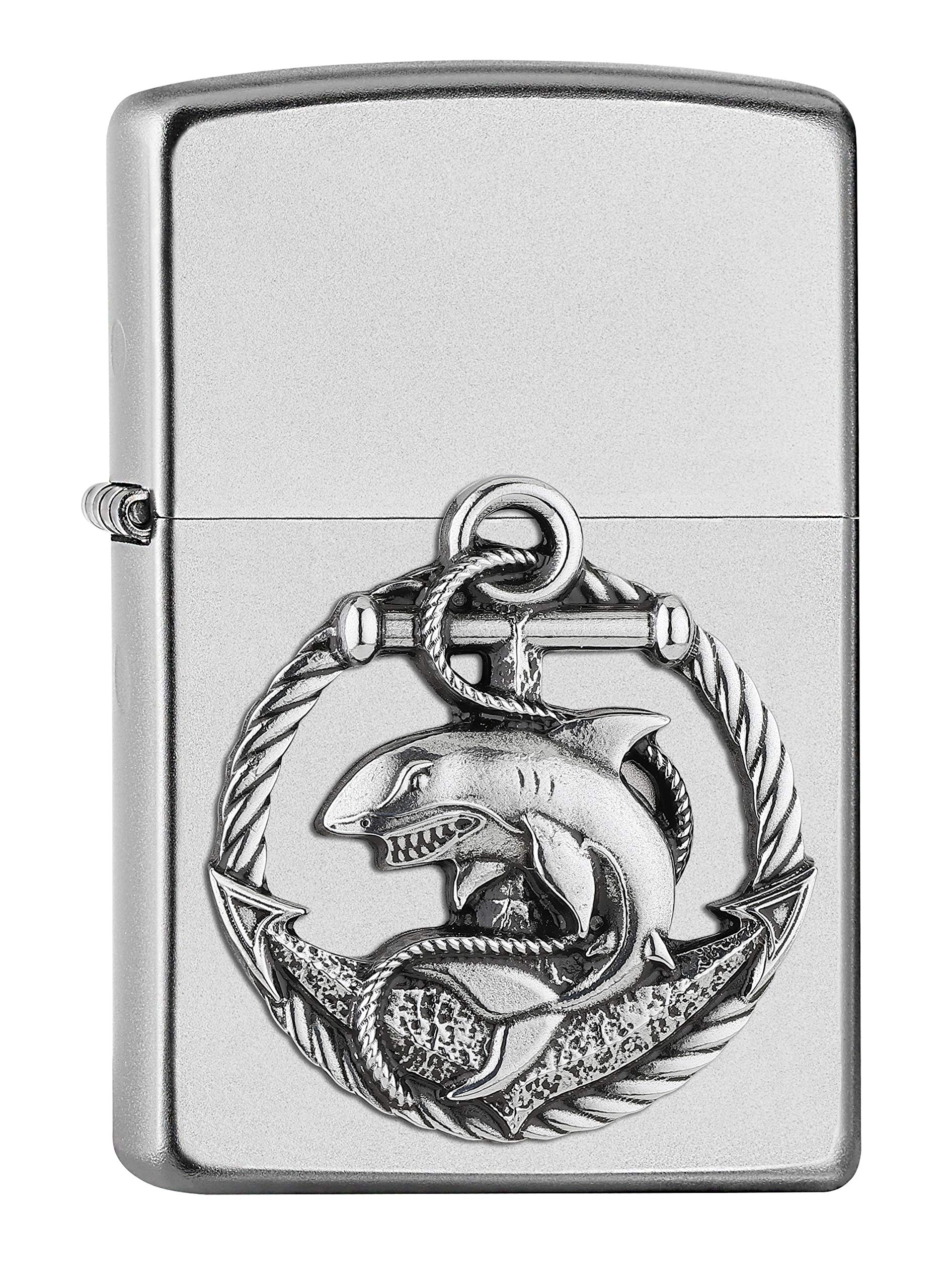 ZIPPO – Satin Chrome - Shark, Emblem – gasoline Windproof lighter, refillable, in gift box