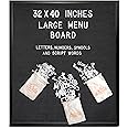 Black Felt Menu Letter Board Black Frame 32x40 Inch, Letter Board Menu, Menu Board with Letters, Executive Letter Board for Business, Large Letter Board Restaurant, Menu Board Letters and Numbers