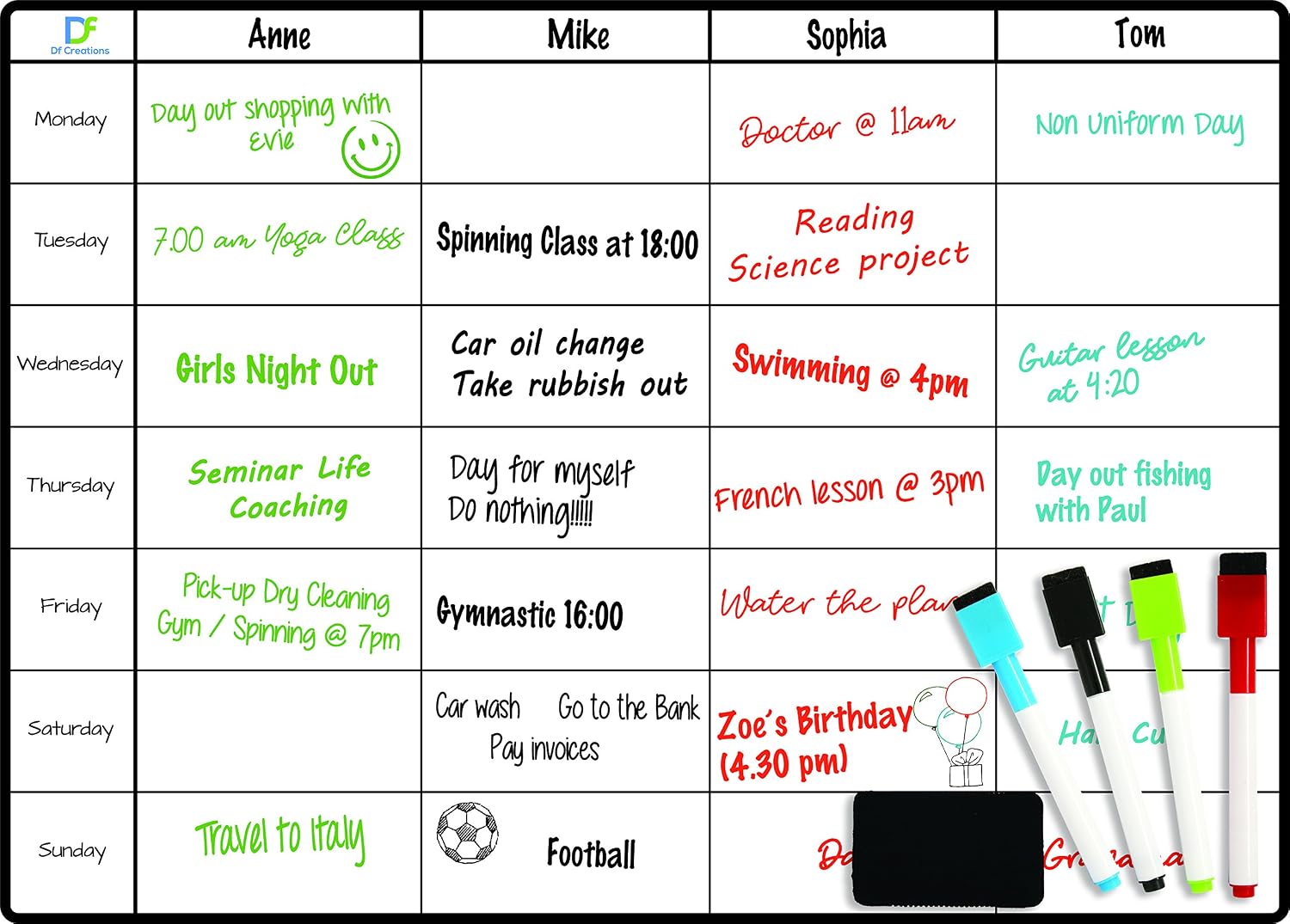 Meal Planner Whiteboard by DF Creations, Magnetic Weekly White Board for Fridge, Calendar for Menu Plan, Board Task - Image 3