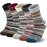 Owntouch Women Socks Winter Merino Wool Thermal Sock Turn Over Cuff Novelty Sock Thick Wool Socks for Ladies Gift