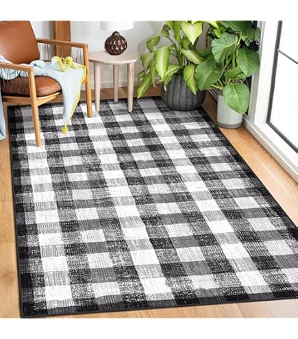 Checkered Easy Jute Runner Rug, 2x8 Hallway Kitchen Runner Rug Non Slip Washa - View #4