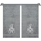 Monogrammed Towels, Hotel & Spa Quality, Super Soft, Highly Absorbent, 100% Turkish Genuine Cotton Personalized 2 Piece Bath Towel Set for Bathroom, Spa, Gym, Shower, Pool, College Dorm, Grey