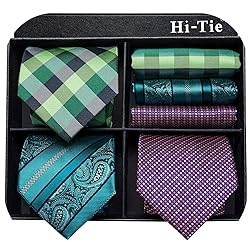 Hi-Tie 3/5 Pcs Gift Box Mens Tie Set Necktie with