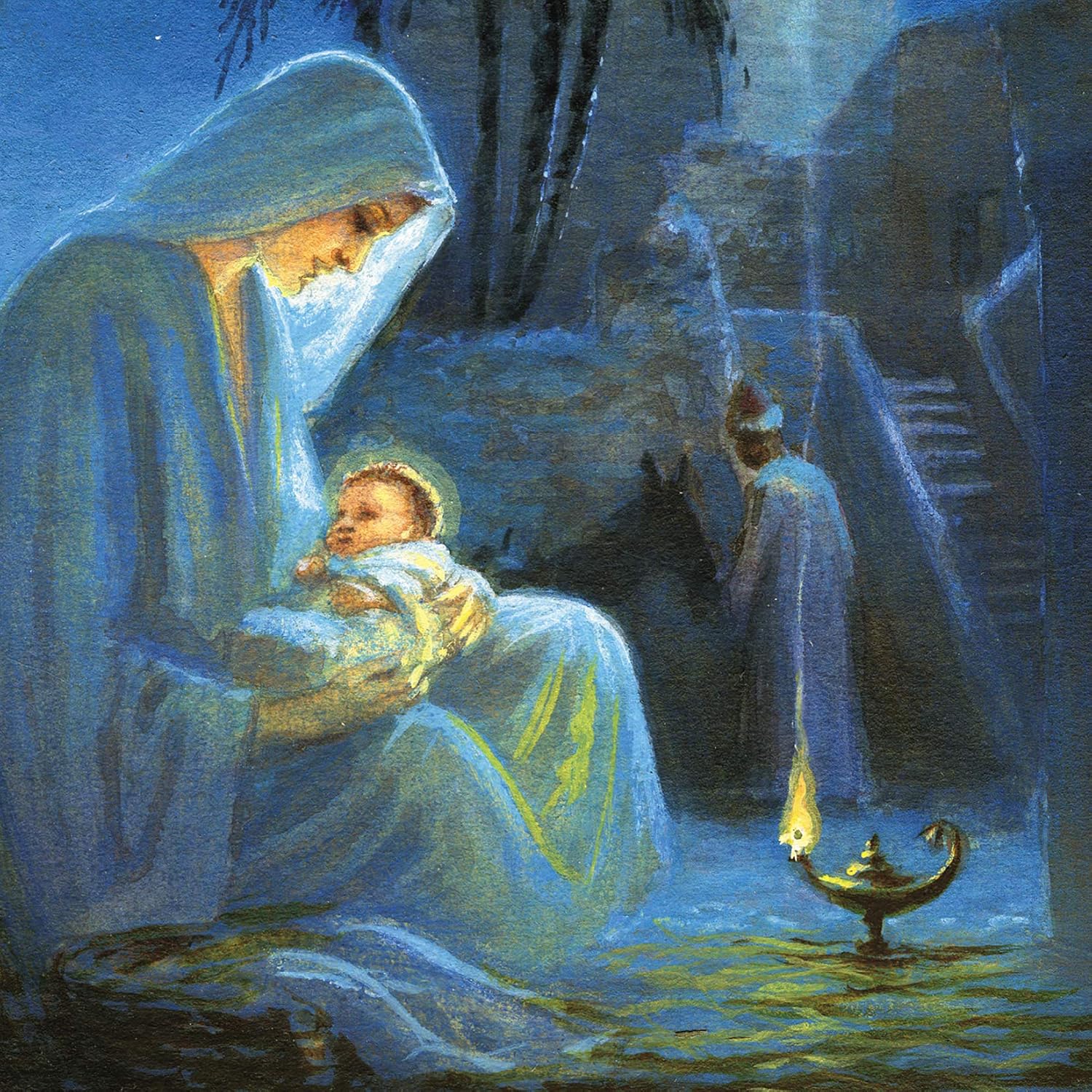Medici Cards Charity Christmas Cards - Mother and Child - Eco-Friendly - Pack of 6 Cards, blue|black|green, 140 x 140mm