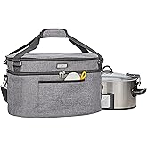 HOMEST Slow Cooker Bag for Crock-Pot 6-8 Quart, Insulated Travel Carrier with Easy to Clean Lining, Carry Case with Top Zip C