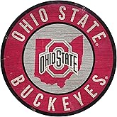 Fan Creations Ohio State Buckeyes Sign Wood 12 Inch Round State Design