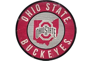 Fan Creations Ohio State Buckeyes 12" Circle with State and Team Logo Wood Sign