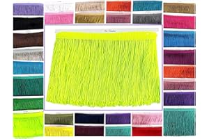 SEW TRENDS 5 Yards of 4" Long Chainette Fringe Thread Yarn Tassel Trim Braid Fringe for Crafts Sewing and Decor-Neon Green