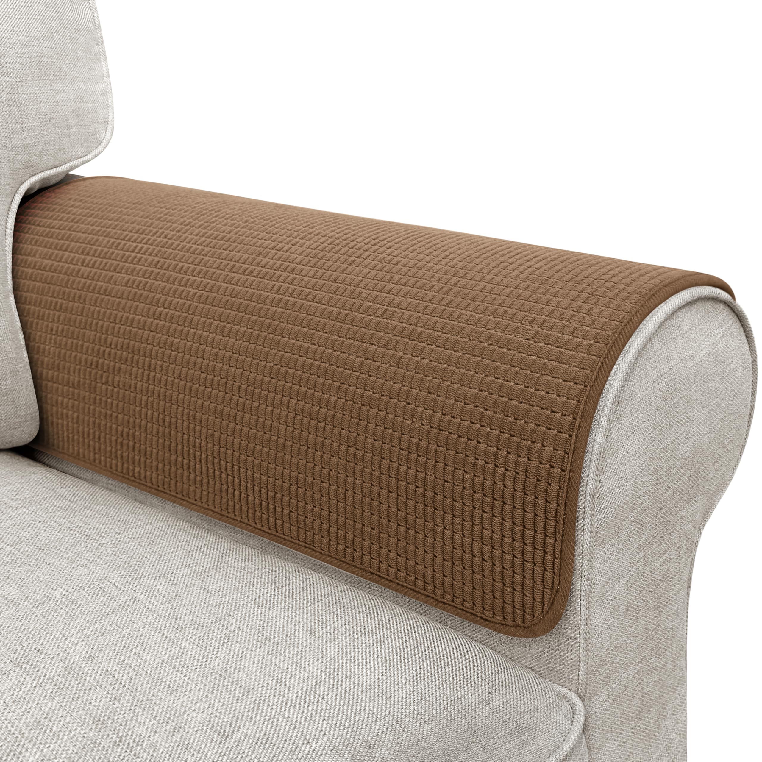 Photo 1 of Couch Arm Covers, Waterproof Armrest Cover for Sofa, Armchair, Loveseat, Non-Slip Recliner Arm Covers, Sofa Headrest Covers, Arm Chair Covers Set of 2 (Coffee, 26"×26")