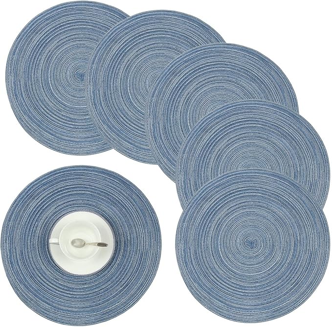 Round Placemats Set of 6 Heat Resistant Table Place Mats