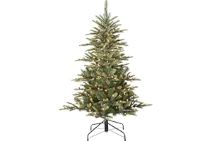 Puleo International 4.5 Foot Pre-Lit Aspen Fir Artificial Christmas Tree with 250 UL Listed Clear Lights, Green