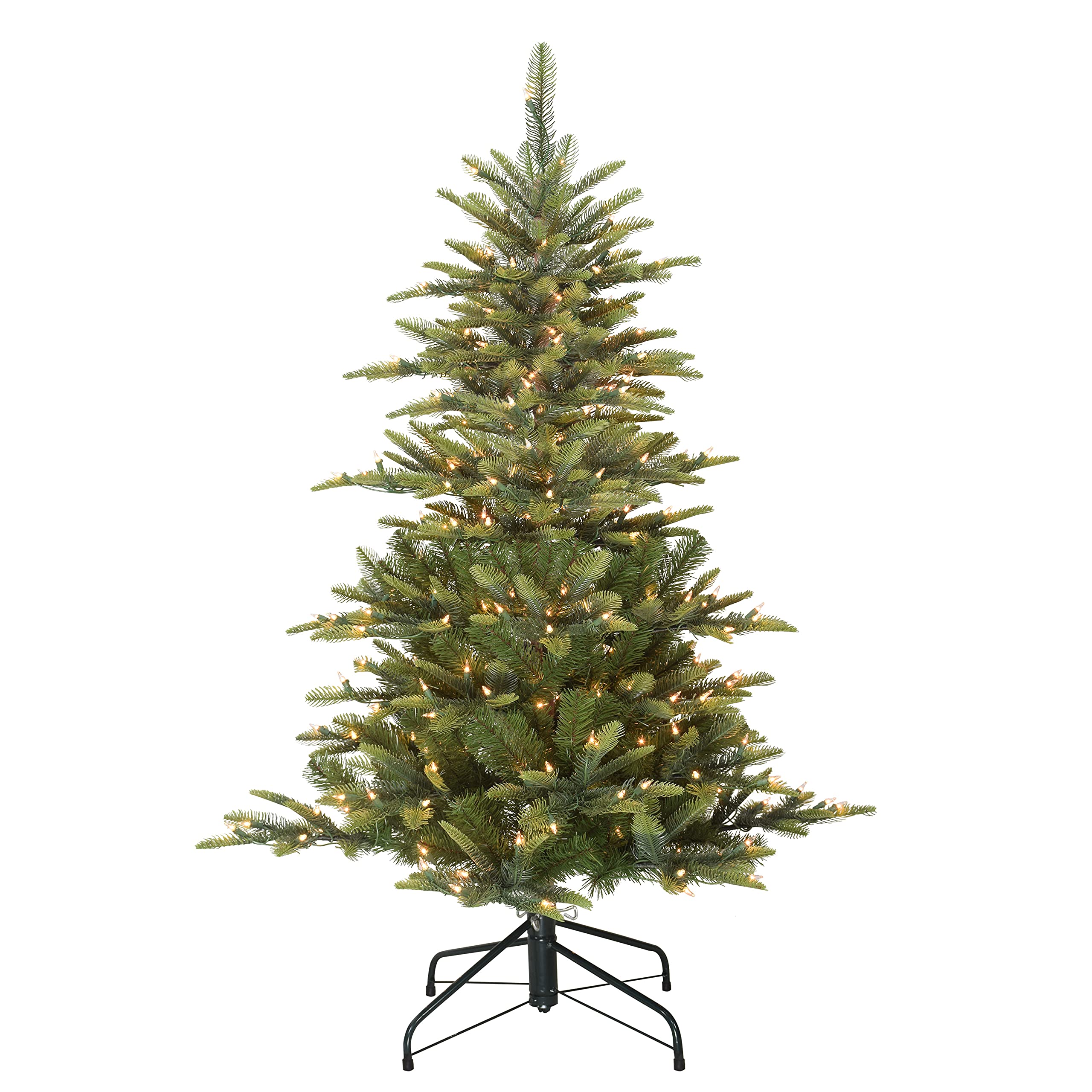 Photo 1 of Puleo International 4.5 Foot Pre-Lit Aspen Fir Artificial Christmas Tree with 250 UL Listed Clear Lights, Green