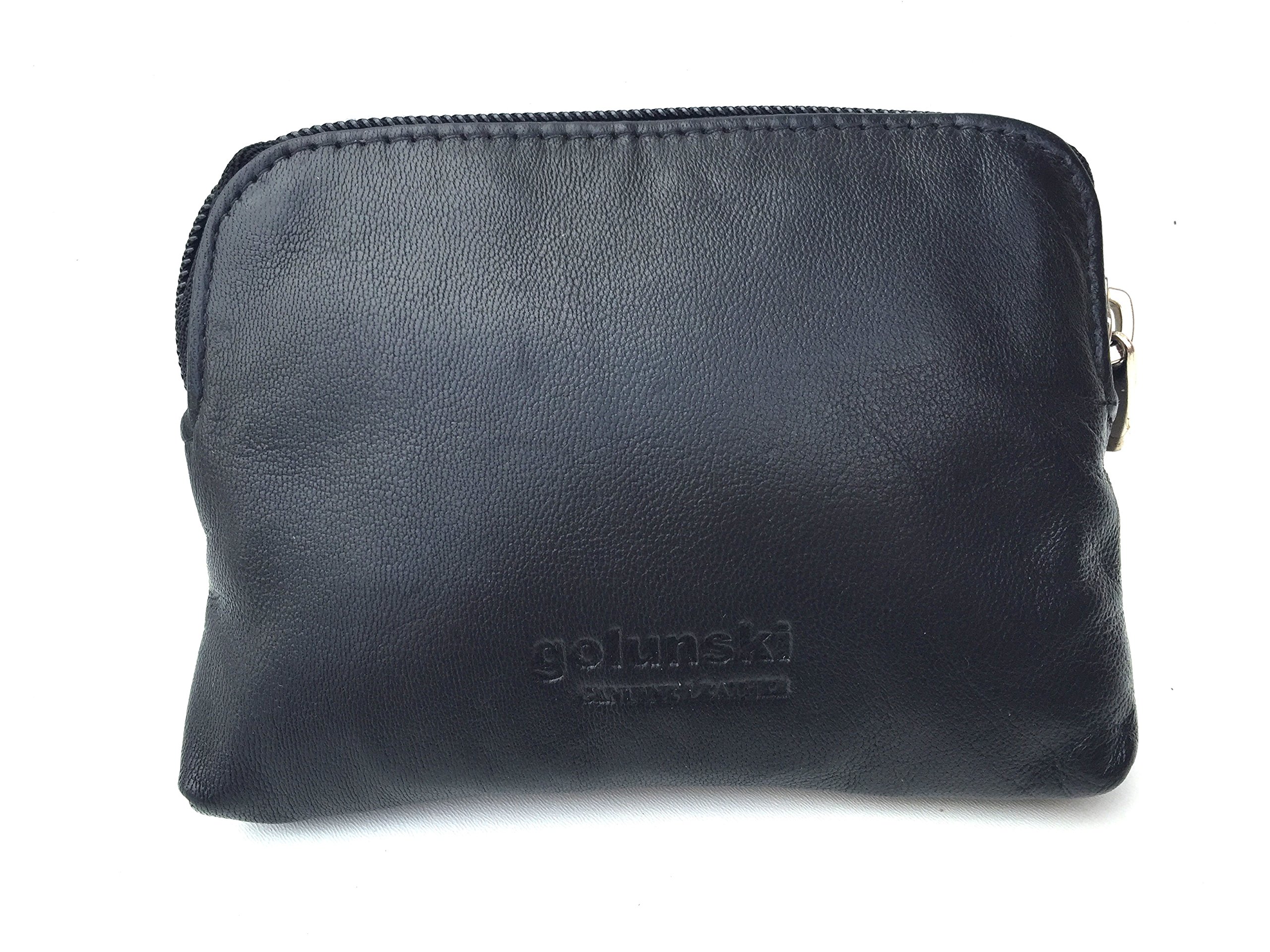 Golunski 327 Small Super Soft Leather Credit Card,Coin Zip Purse with Floral Design Interior (Black)
