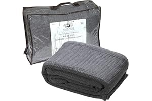 HILLFAIR 100% Combed Cotton Blanket– Twin Bed Blanket– Soft Cozy Warm Multipurpose Throws for Luxury Home Decor– 66 x 90 inch Twin XL Size Cotton Blankets for Beds- Bed Blankets for All Season- Grey