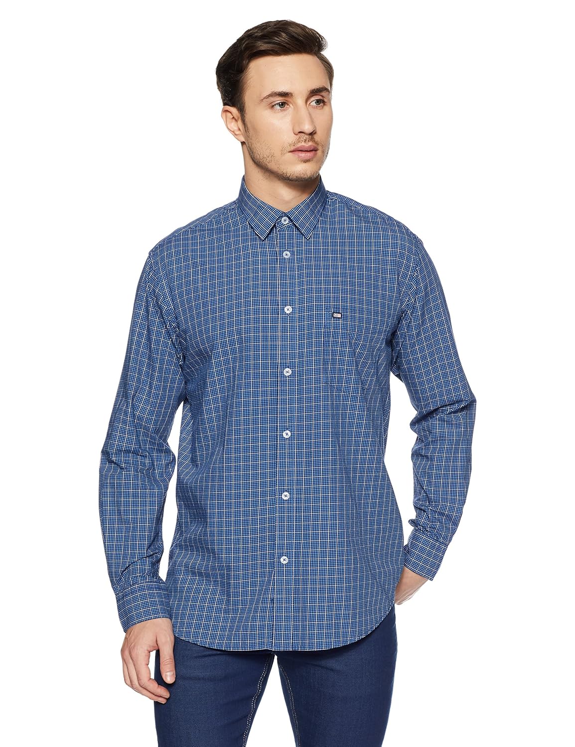 arrow sports men's checkered regular fit cotton casual shirt